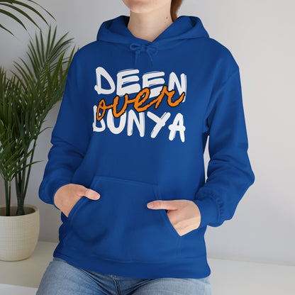 Deen Over Dunya Typographic Hoodie - Cozy Soft Cotton Unisex Statement Hoodie