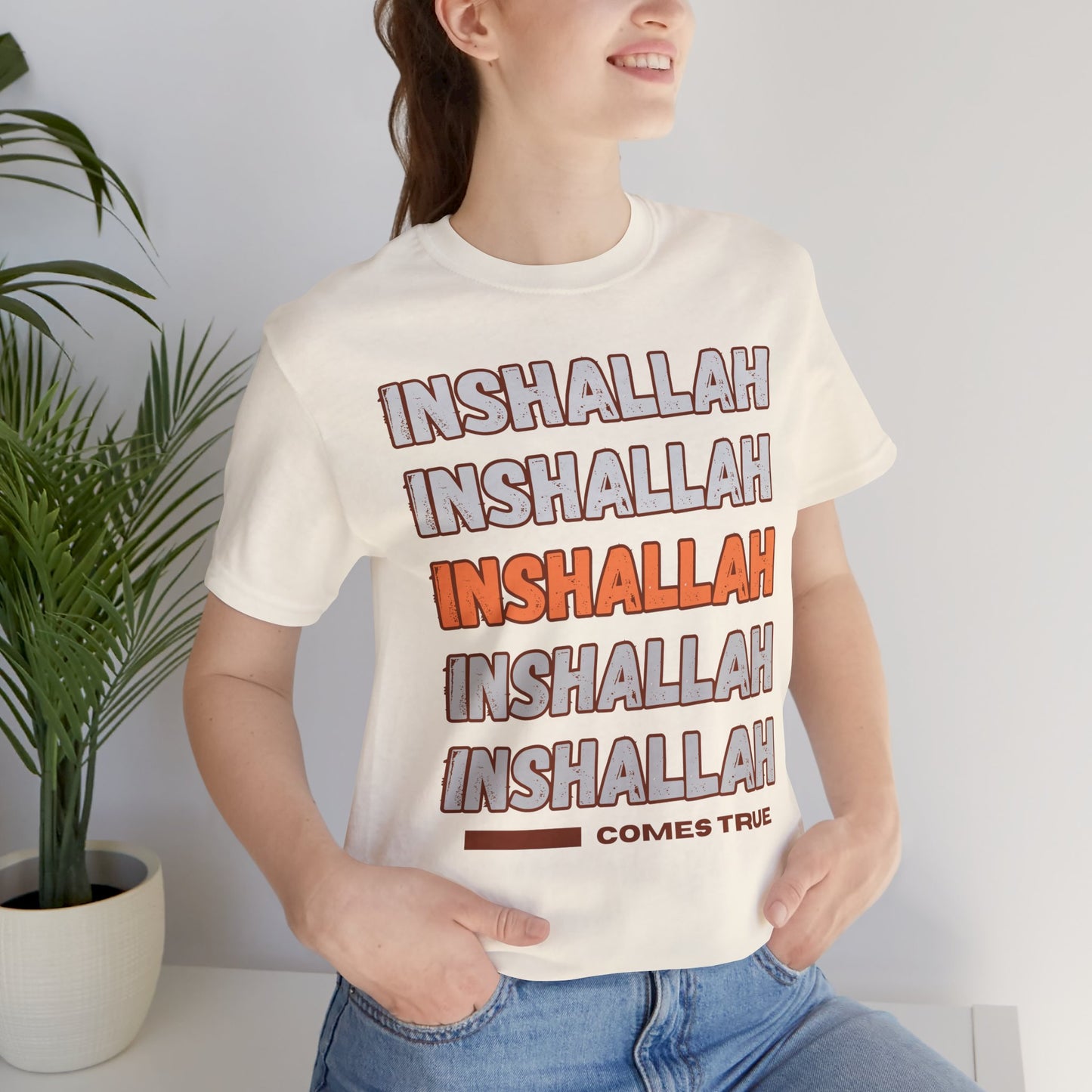 Inshallah Comes True Typographic Tee T-Shirt - Cozy Soft Cotton Unisex Tee