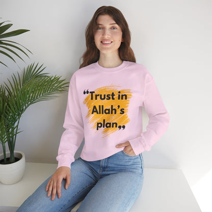 Trust in Allah's Plan Typographic Sweatshirt - Note Cozy Soft Cotton Unisex Sweatshirt