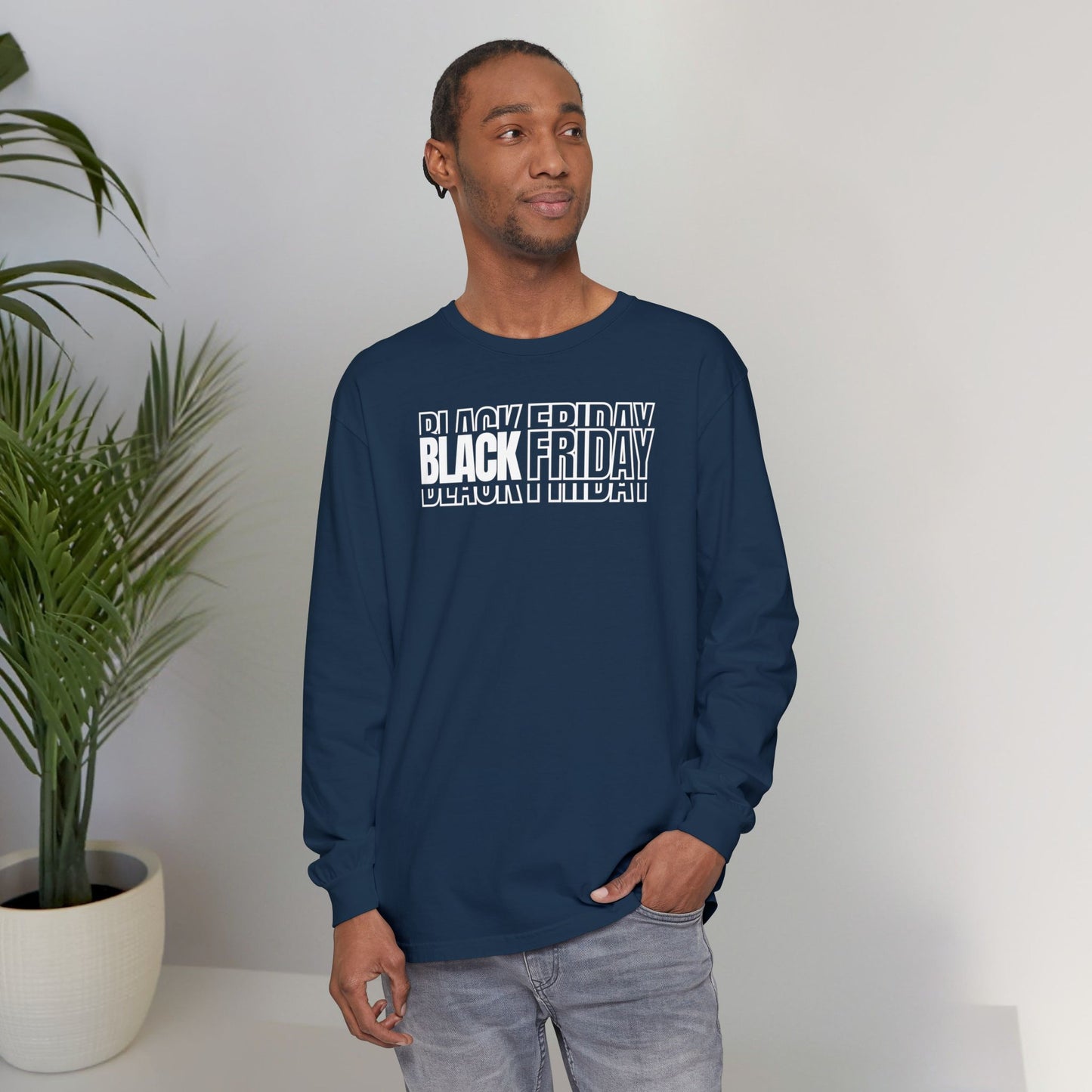 Black Friday Shadow Typography Long Sleeve - 3D Graphic Tee