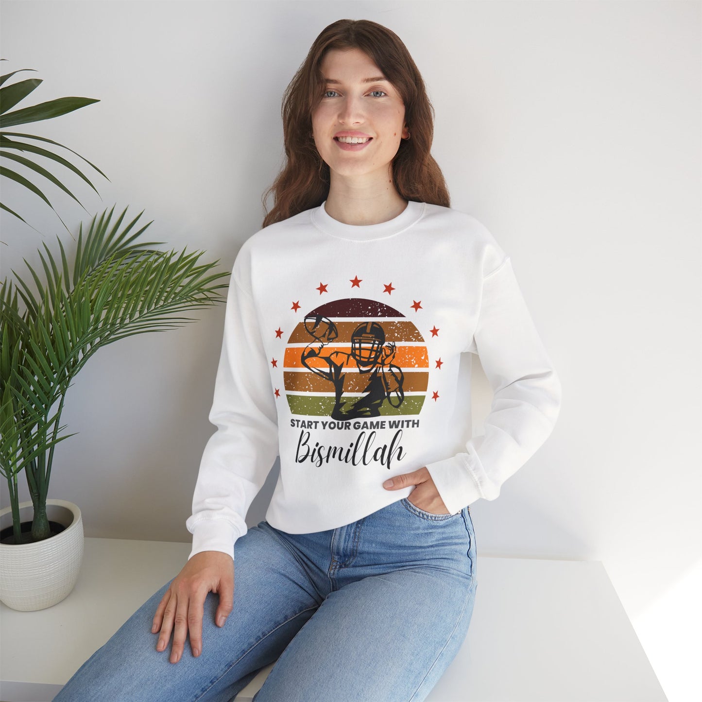 Start Your Game With Bismillah Graphic Sweatshirt - Soft Cotton Game Motivation Bismillah Typography Unisex Sweatshirt