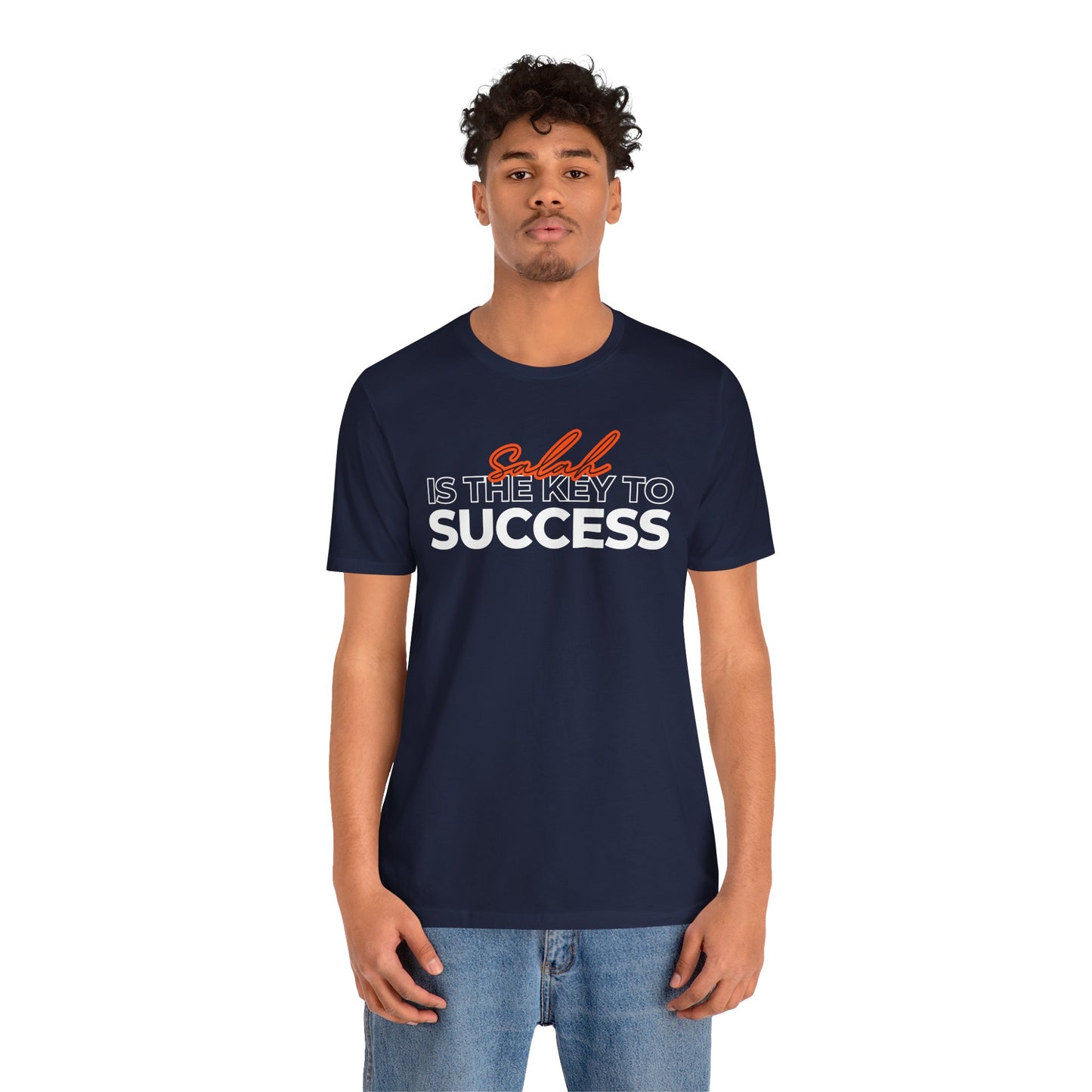 Salah is the Key to Success Typographic Tee T-Shirt - Cozy Soft Cotton Unisex Statement Tee