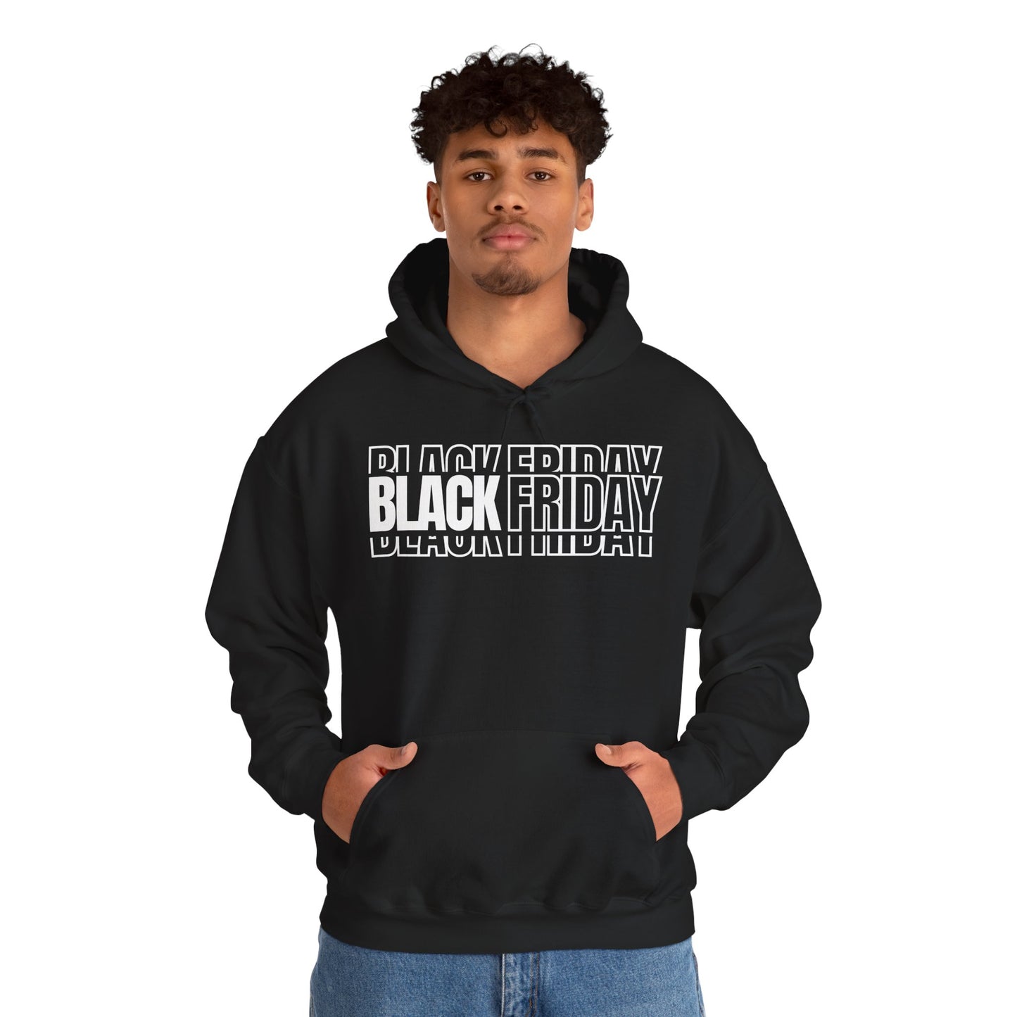 Black Friday Shadow Typography Hoodie - 3D Graphic Fleece