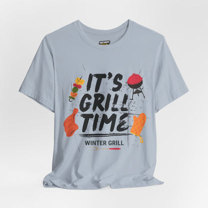 Winter Grill Typography Tee T-Shirt - Cozy Soft Cotton Unisex BBQ Graphic Tee
