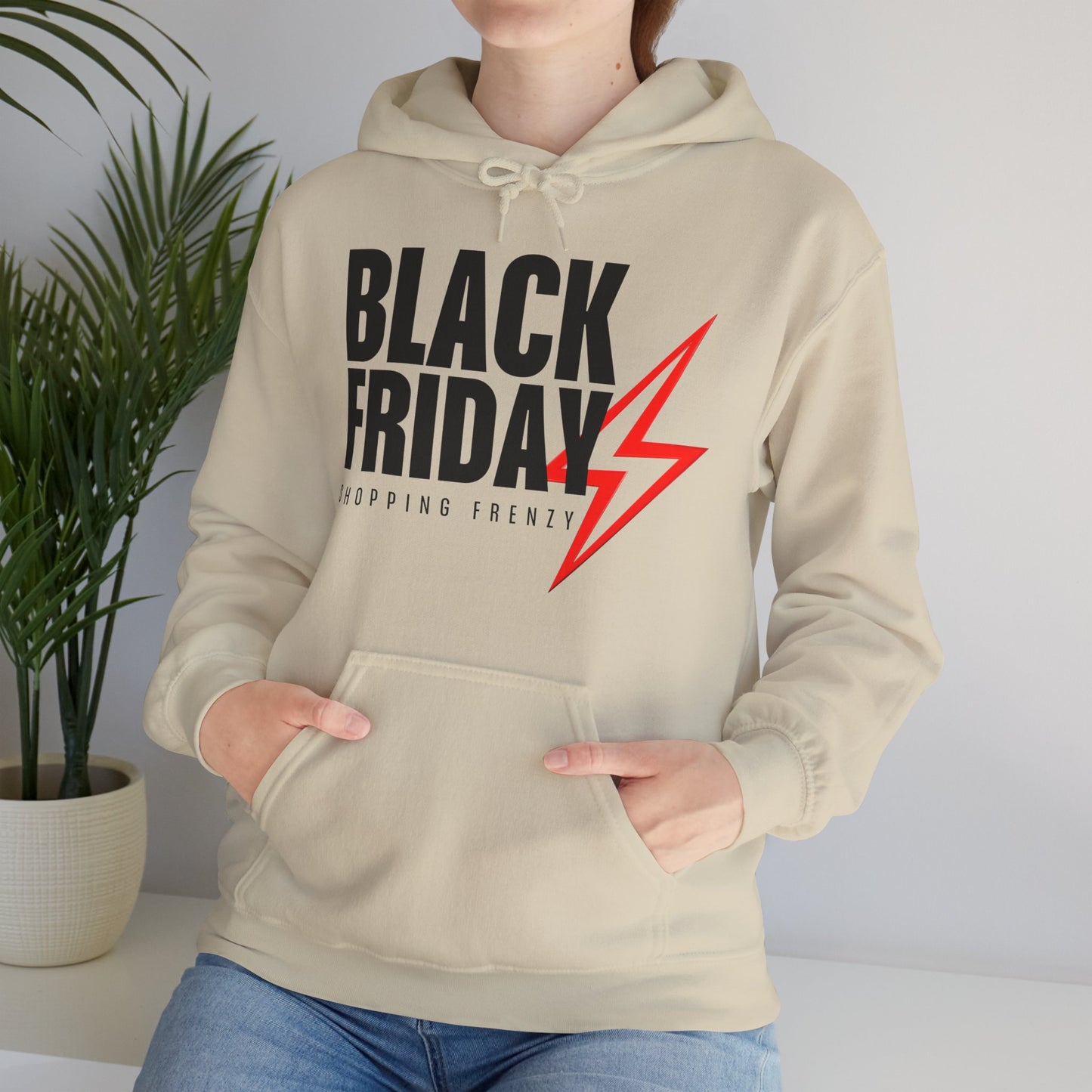 Black Friday Shopping Frenzy Hoodie - Lightning Graphic Fleece