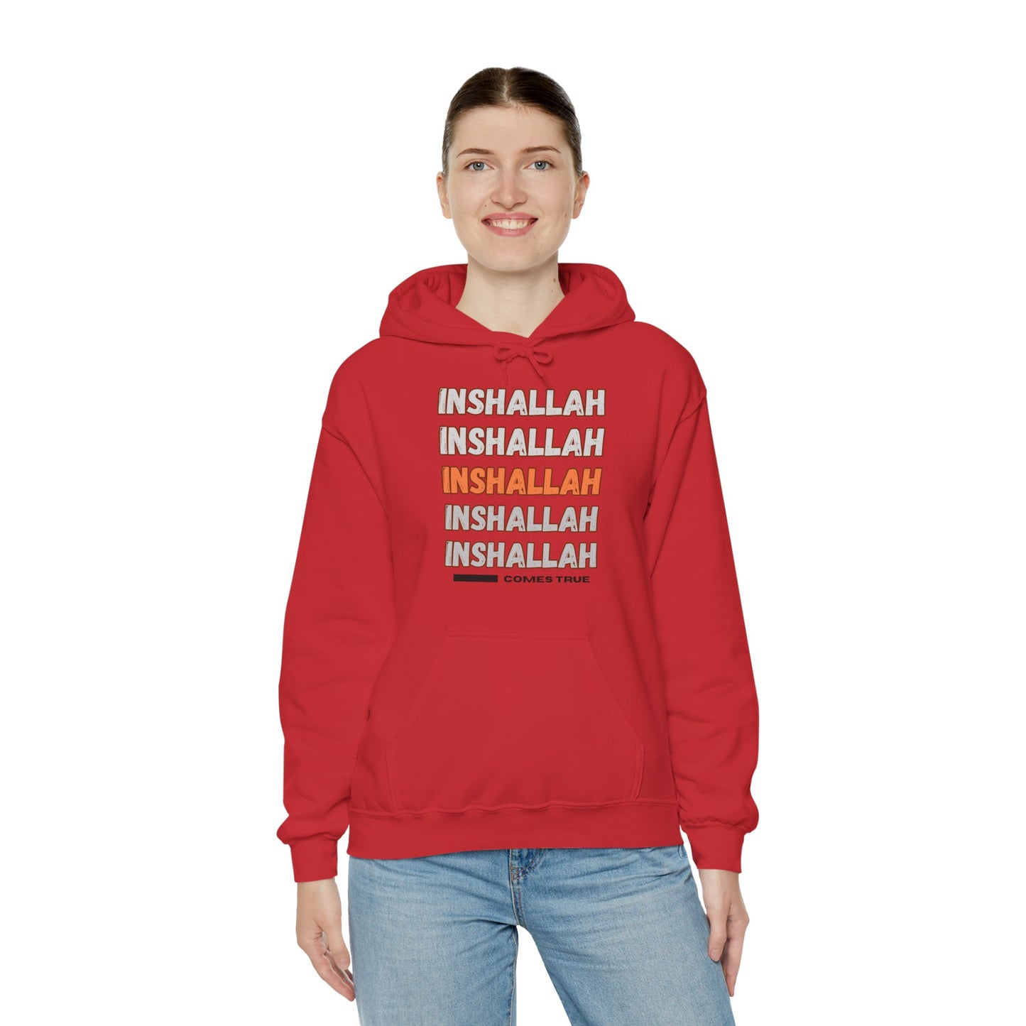 Inshallah Comes True Typographic Hoodie - Cozy Soft Cotton Unisex Hoodie