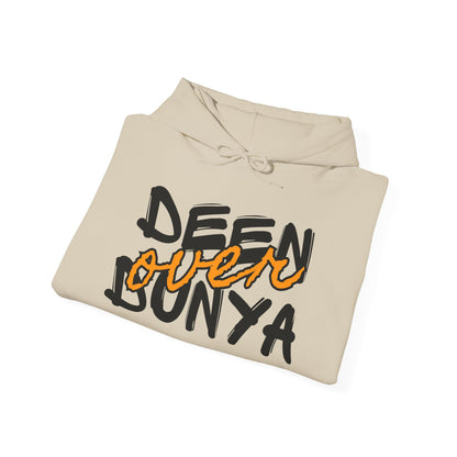 Deen Over Dunya Typographic Hoodie - Cozy Soft Cotton Unisex Statement Hoodie