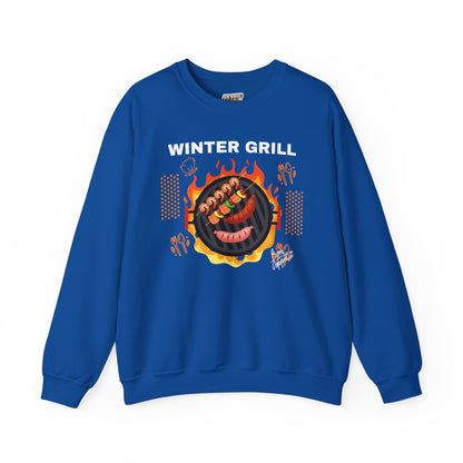 Winter Grill Typographic Sweatshirt - Cozy Soft Cotton Unisex Sausage Graphic Sweatshirt