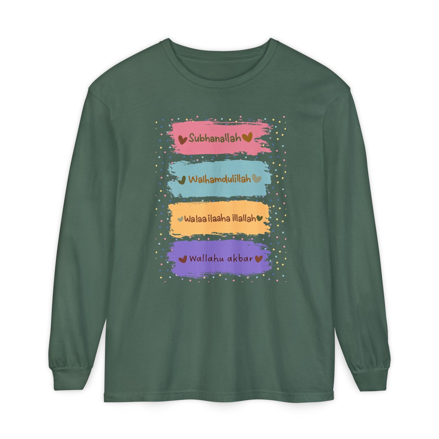 Zikr Dhikr Typographic Long Sleeve Tee T-Shirt - Colorful Cozy Soft Cotton Unisex Long Sleeve Tee