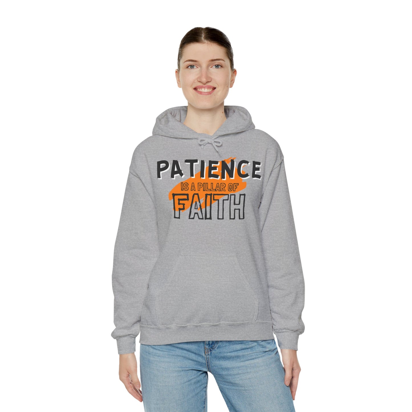 Patience is a Pillar of Faith Typographic Hoodie - Cozy Soft Cotton Unisex Statement Hoodie