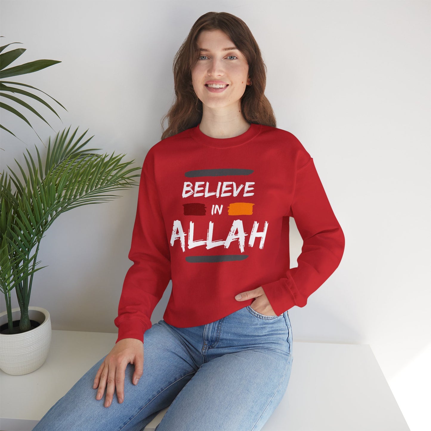 Believe in Allah Typographic Sweatshirt - Cozy Soft Cotton Unisex Statement Sweatshirt