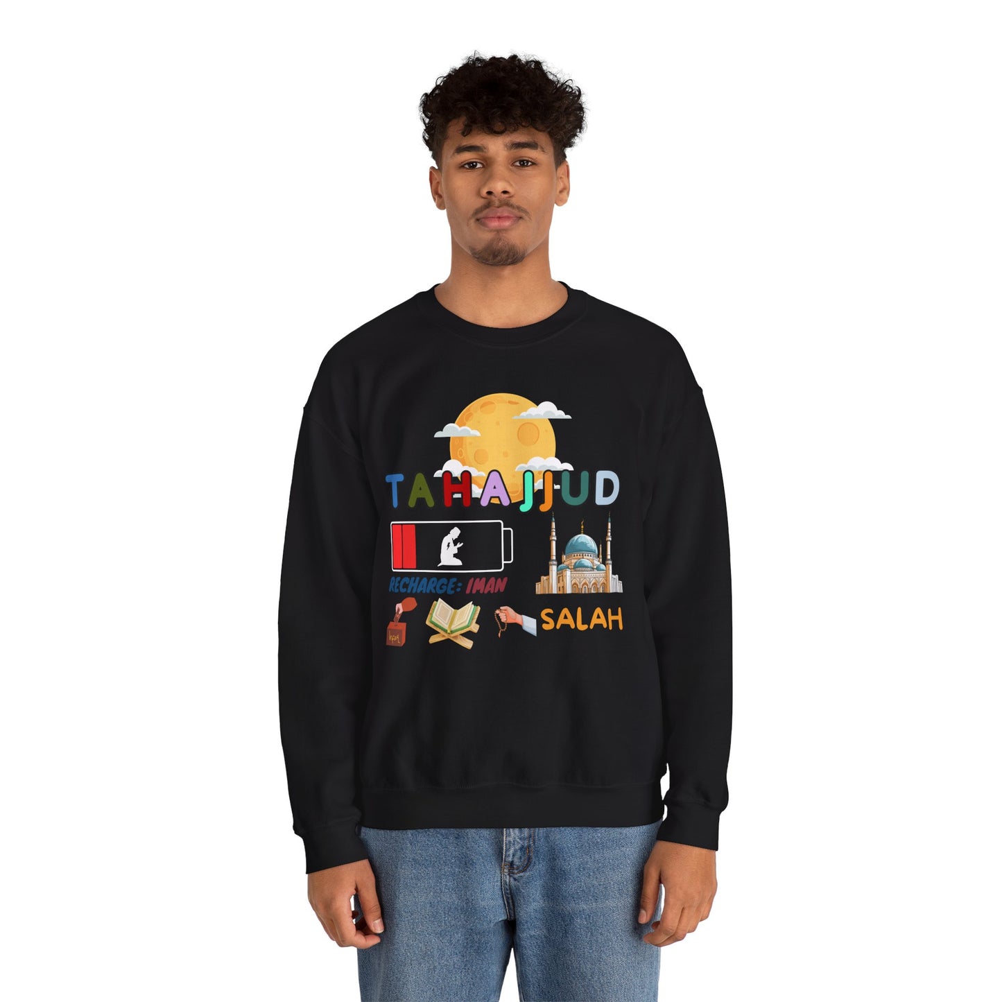 Tahajjud Recharge Iman Graphic Sweatshirt - Tahajjud Recharge Iman Typography Islamic Unisex Sweatshirt