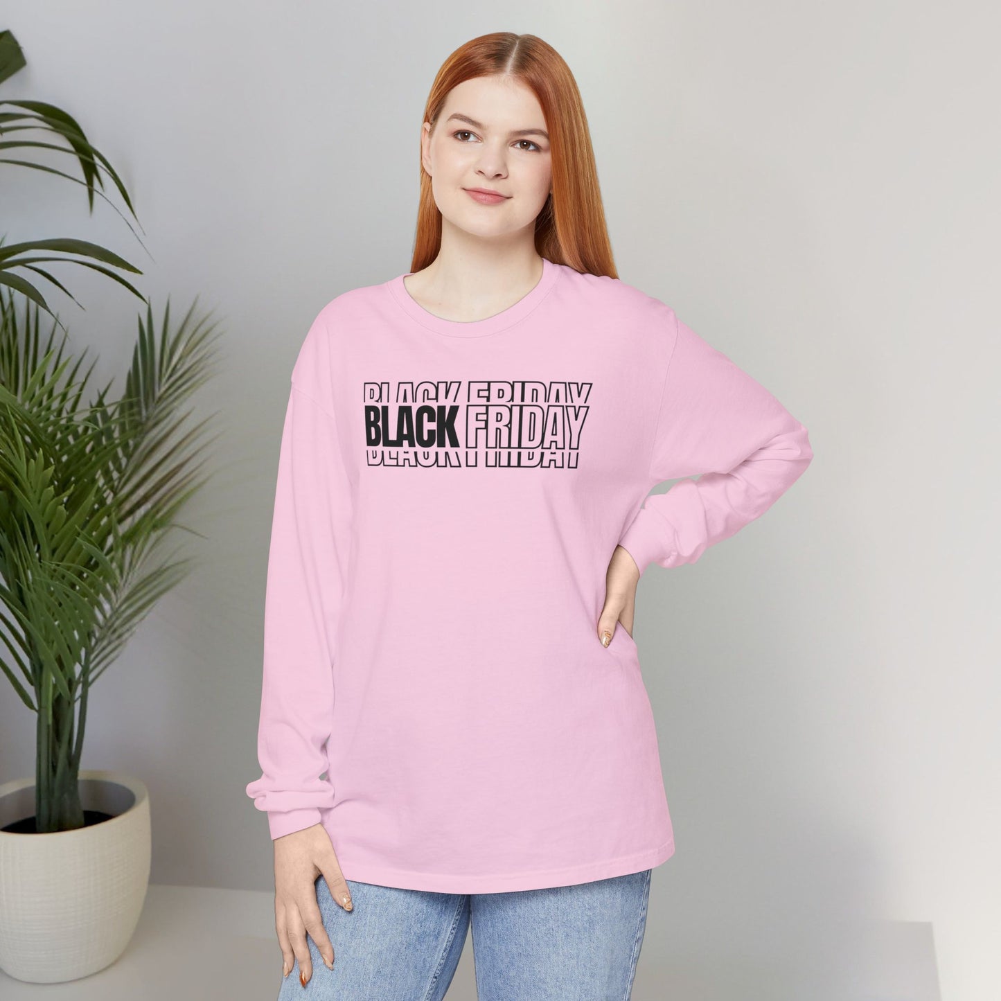 Black Friday Shadow Typography Long Sleeve - 3D Graphic Tee