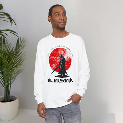 Indeed with Hardship Comes Ease Typographic Long Sleeve Tee T-Shirt - Cozy Soft Cotton Unisex Samurai Statement Long Sleeve Tee