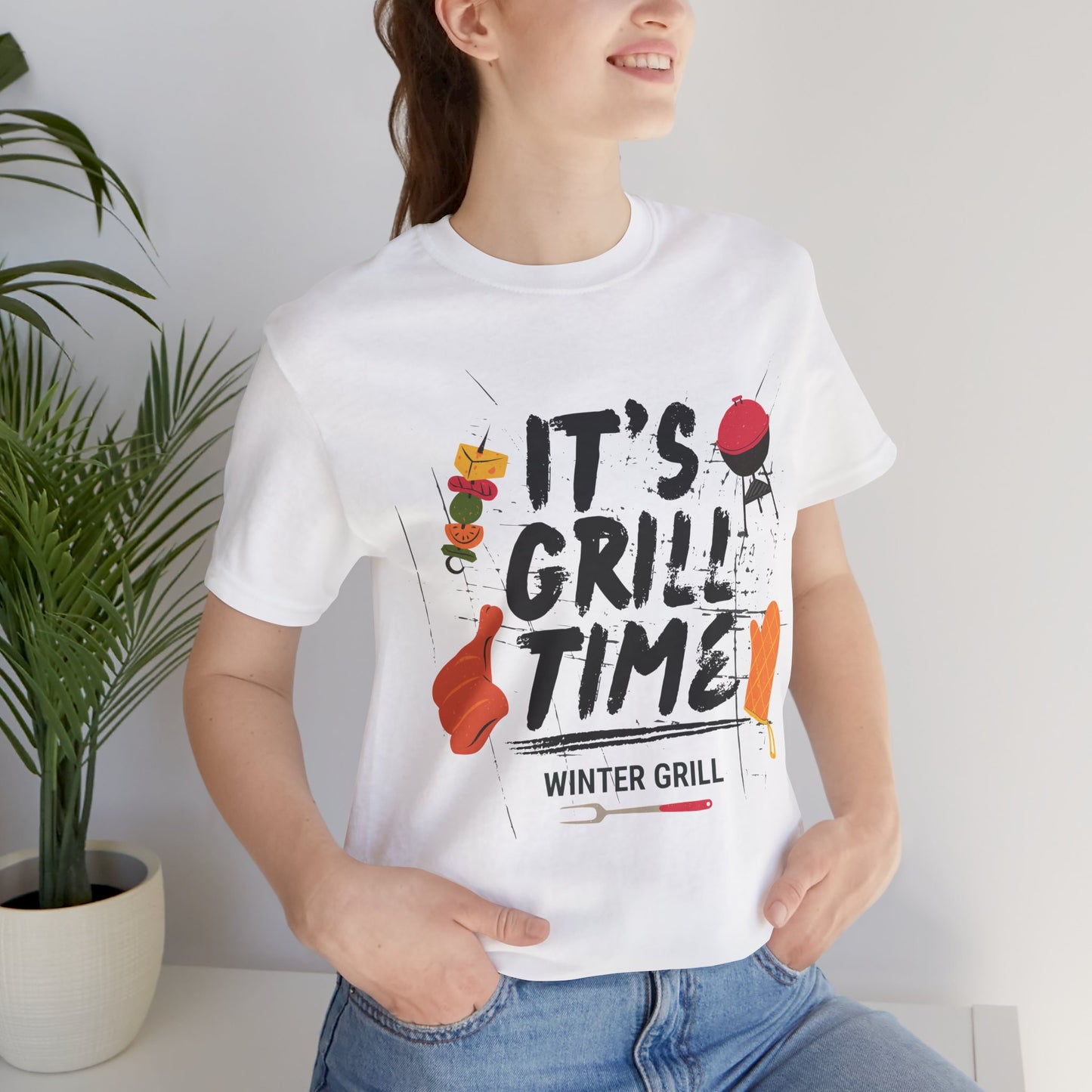 Winter Grill Typography Tee T-Shirt - Cozy Soft Cotton Unisex BBQ Graphic Tee
