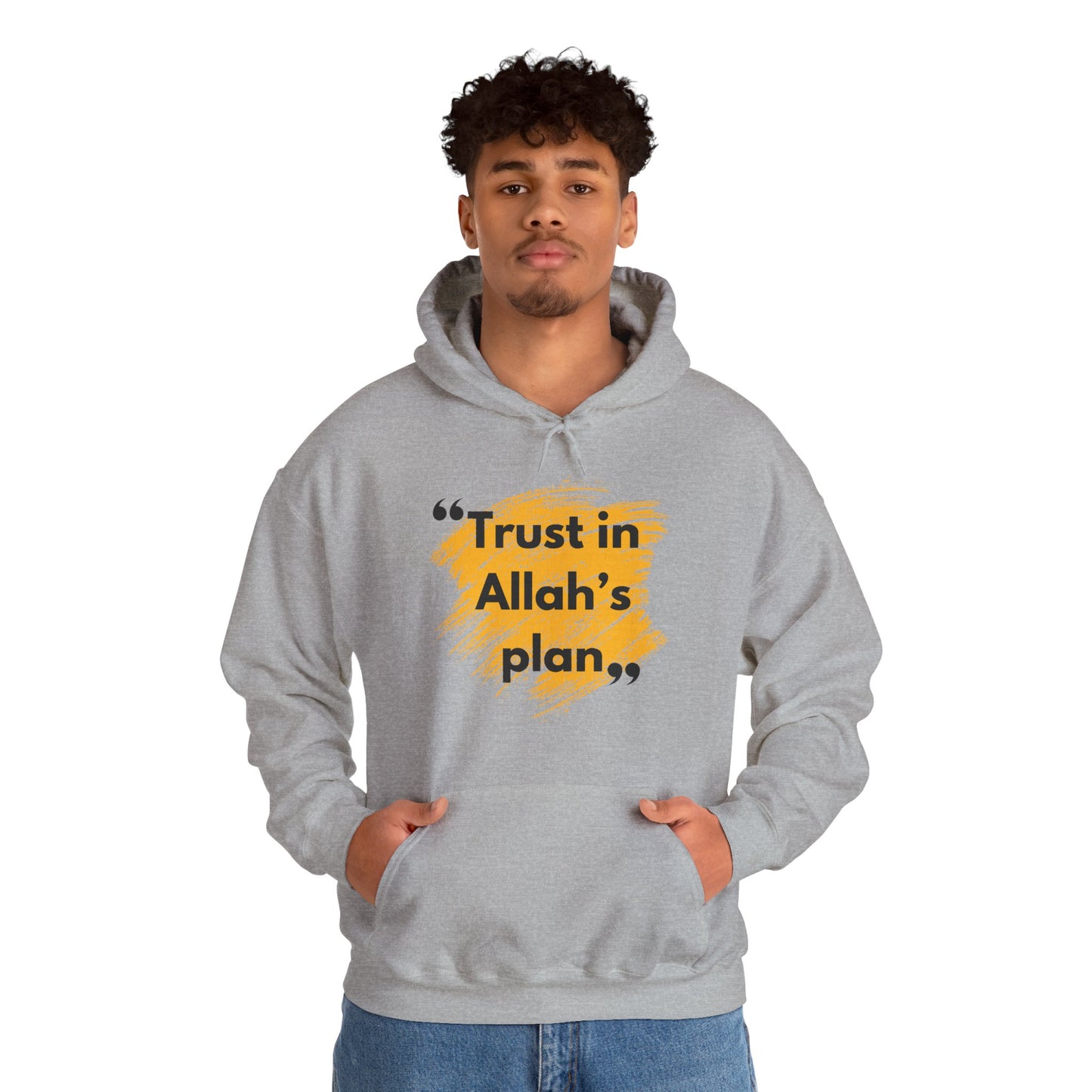 Trust in Allah's Plan Typographic Hoodie - Note Cozy Soft Cotton Unisex Hoodie
