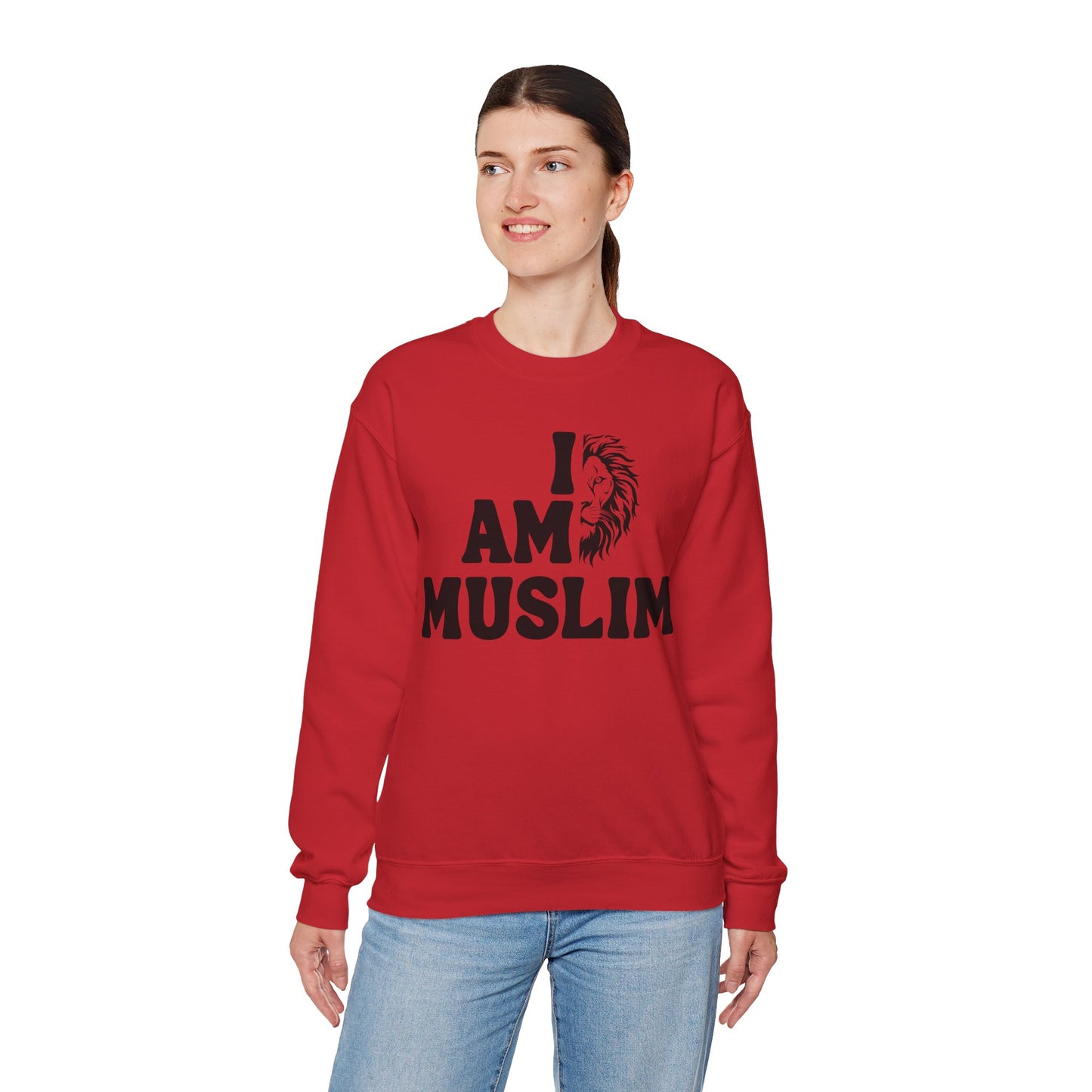 I Am Muslim Typographic Sweatshirt - Lion Cozy Soft Cotton Unisex Sweatshirt