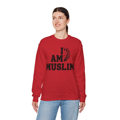 I Am Muslim Typographic Sweatshirt - Lion Cozy Soft Cotton Unisex Sweatshirt