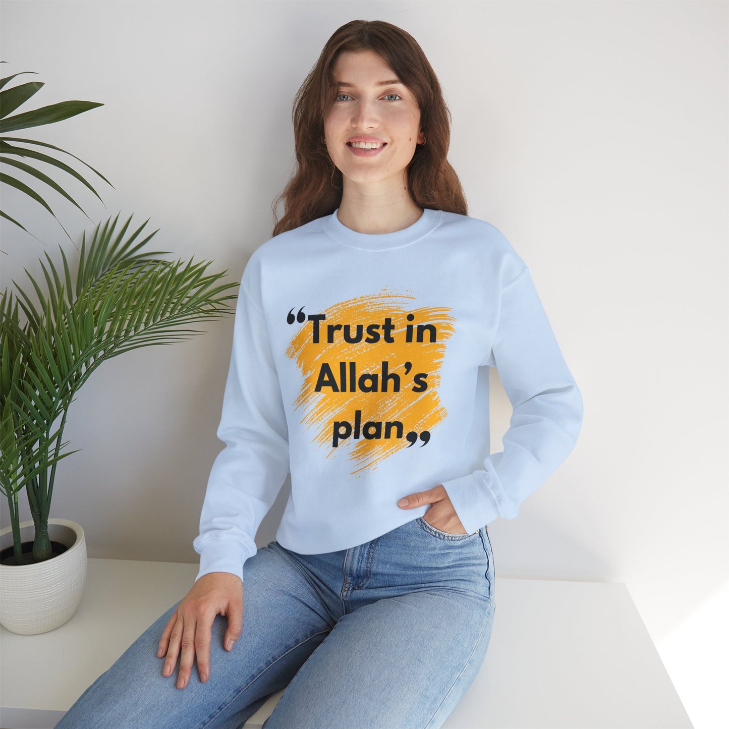 Trust in Allah's Plan Typographic Sweatshirt - Note Cozy Soft Cotton Unisex Sweatshirt