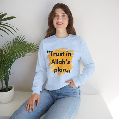 Trust in Allah's Plan Typographic Sweatshirt - Note Cozy Soft Cotton Unisex Sweatshirt