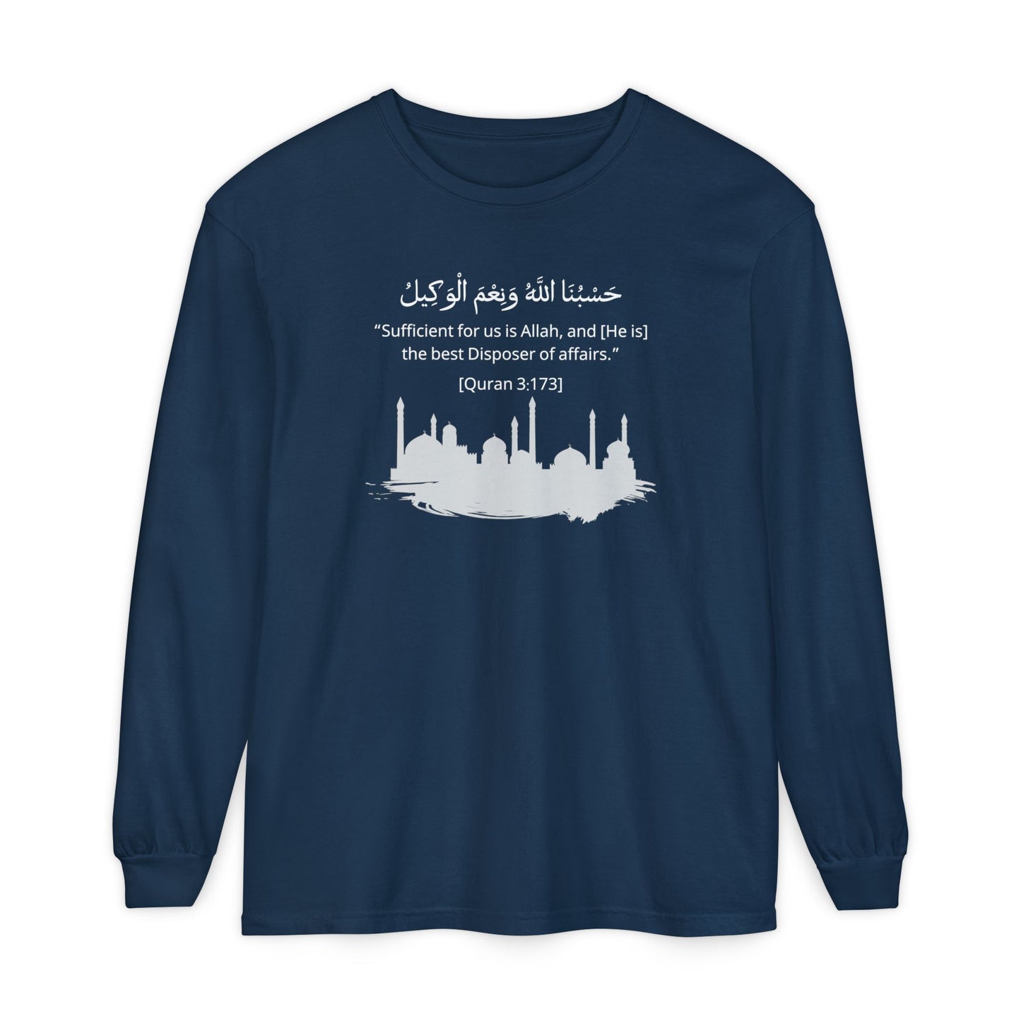Sufficient for us is Allah, and [He is] the best Disposer of affairs Long-Sleeve T-Shirt - Arabic Calligraphy Islamic Unisex Tee