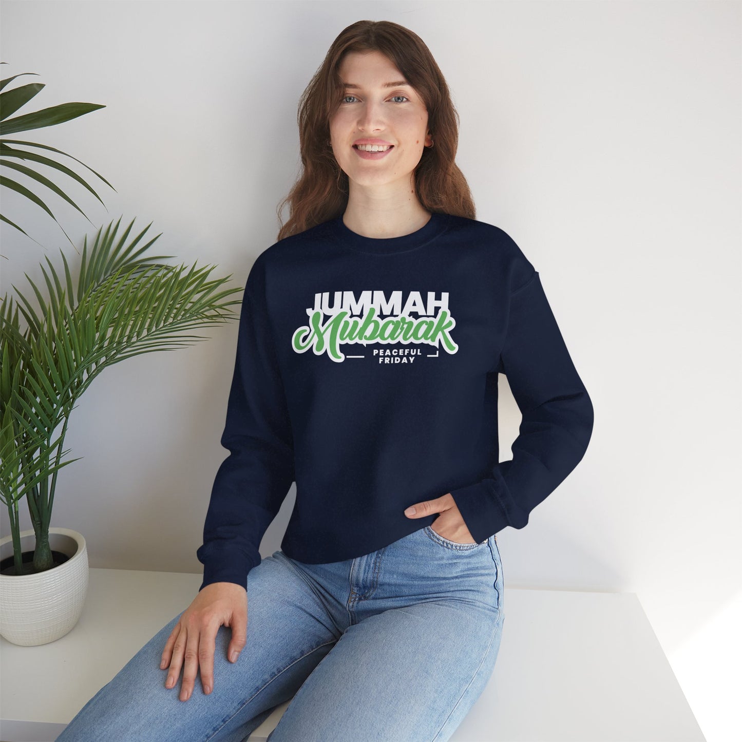 Jummah Mubarak Graphic Sweatshirt - Peaceful Friday Typography Islamic Unisex Sweatshirt