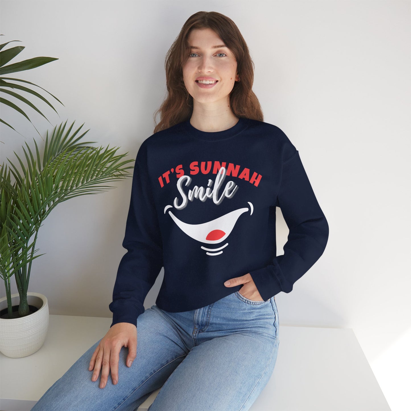 It's Sunnah Smile Graphic Sweatshirt - It's Sunnah Smile Typography Islamic Unisex Sweatshirt
