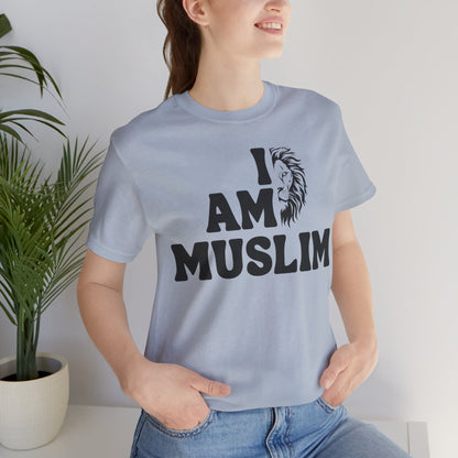 I Am Muslim Typographic Tee T-Shirt - Lion Cozy Soft Cotton Unisex Tee