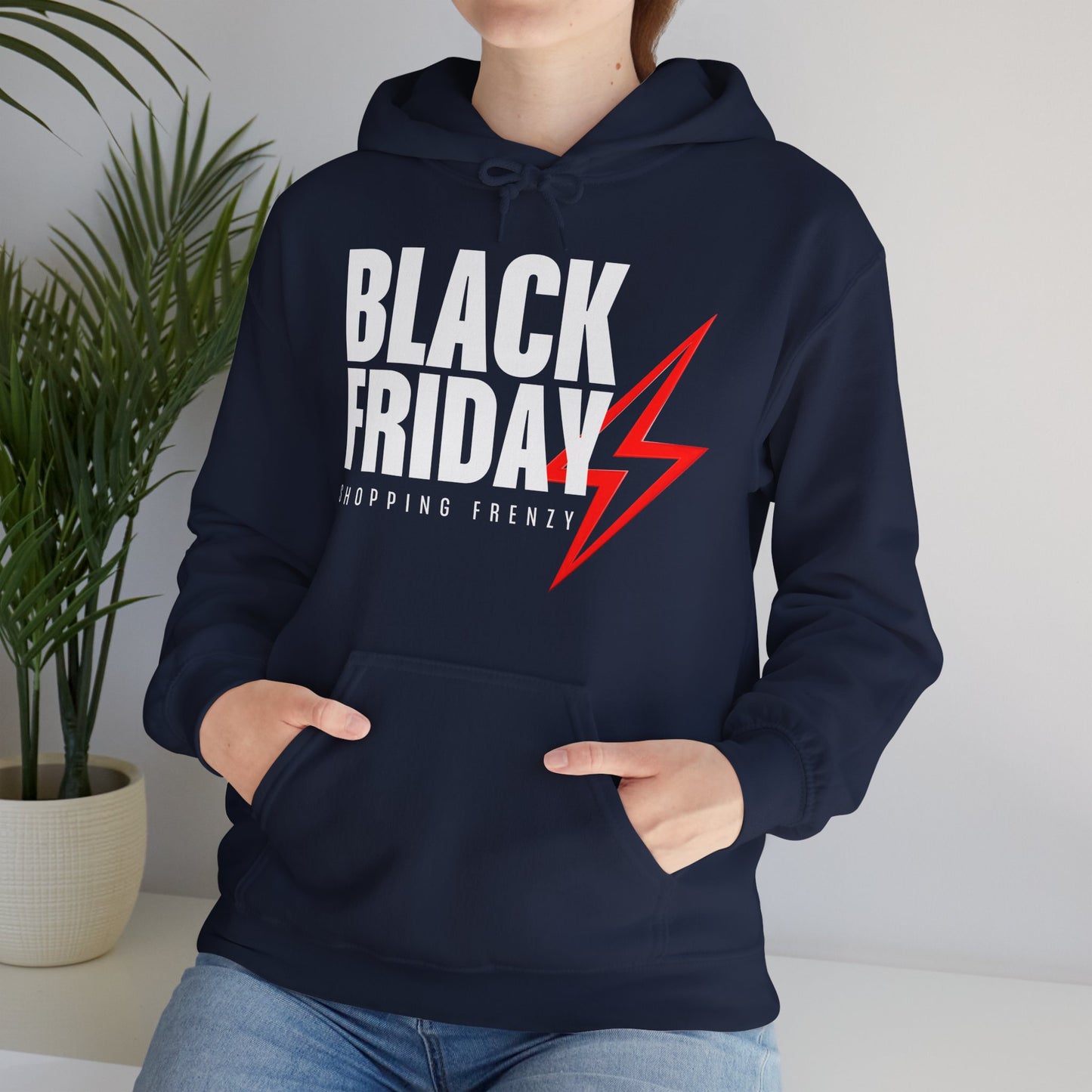 Black Friday Shopping Frenzy Hoodie - Lightning Graphic Fleece