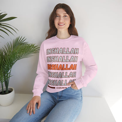 Inshallah Comes True Typographic Sweatshirt - Cozy Soft Cotton Unisex Sweatshirt