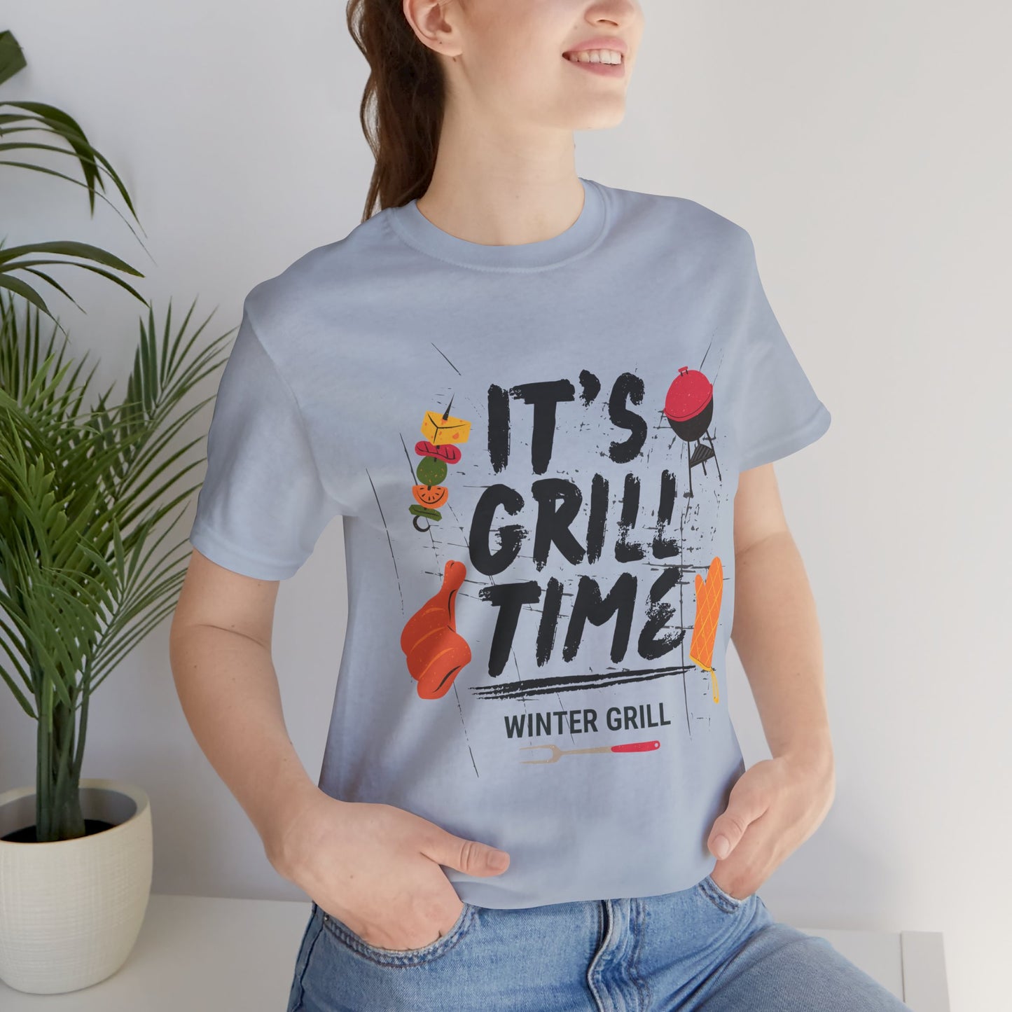Winter Grill Typography Tee T-Shirt - Cozy Soft Cotton Unisex BBQ Graphic Tee