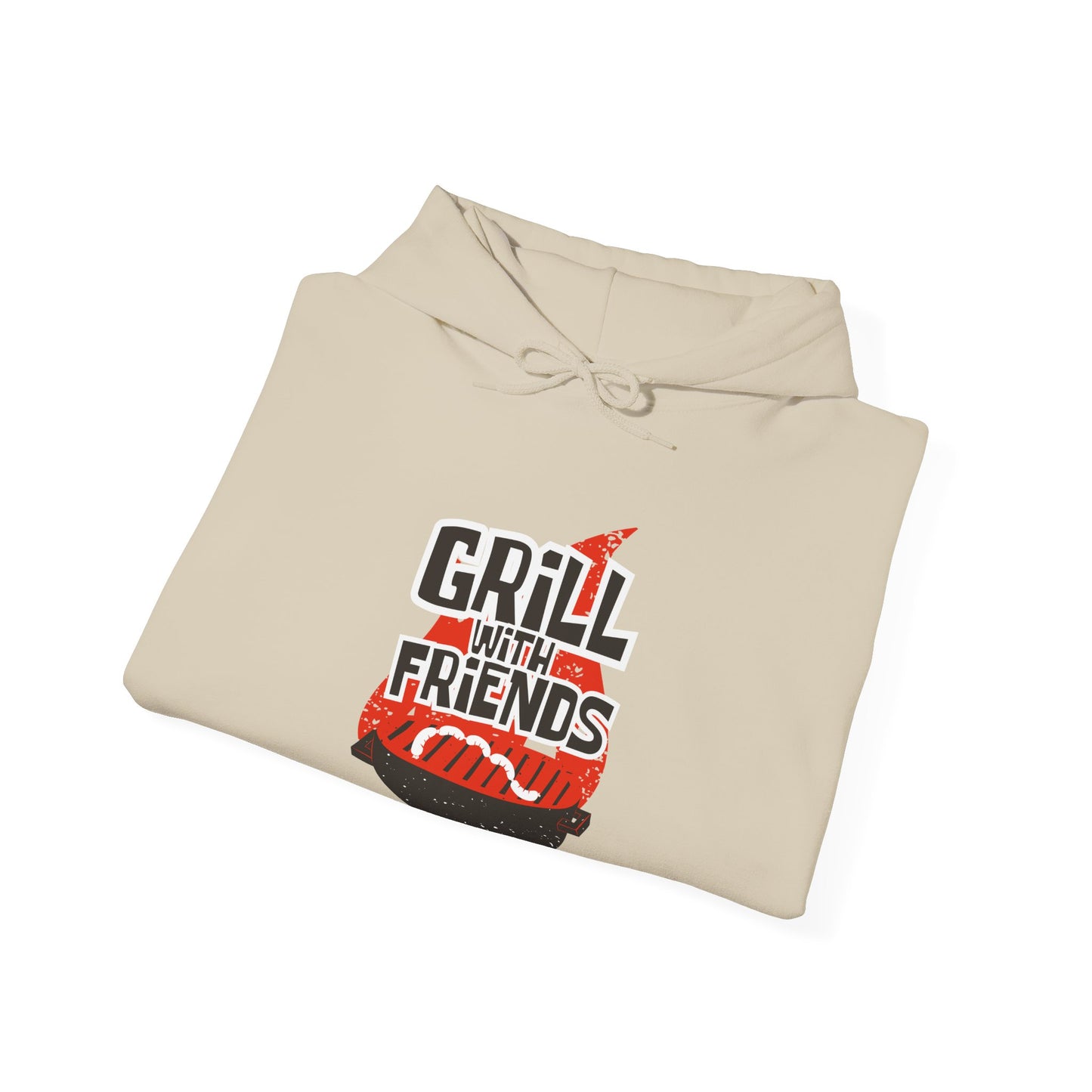 Grill with Friends Typographic Hoodie - Cozy Soft Cotton Unisex Sausage Graphic Hoodie