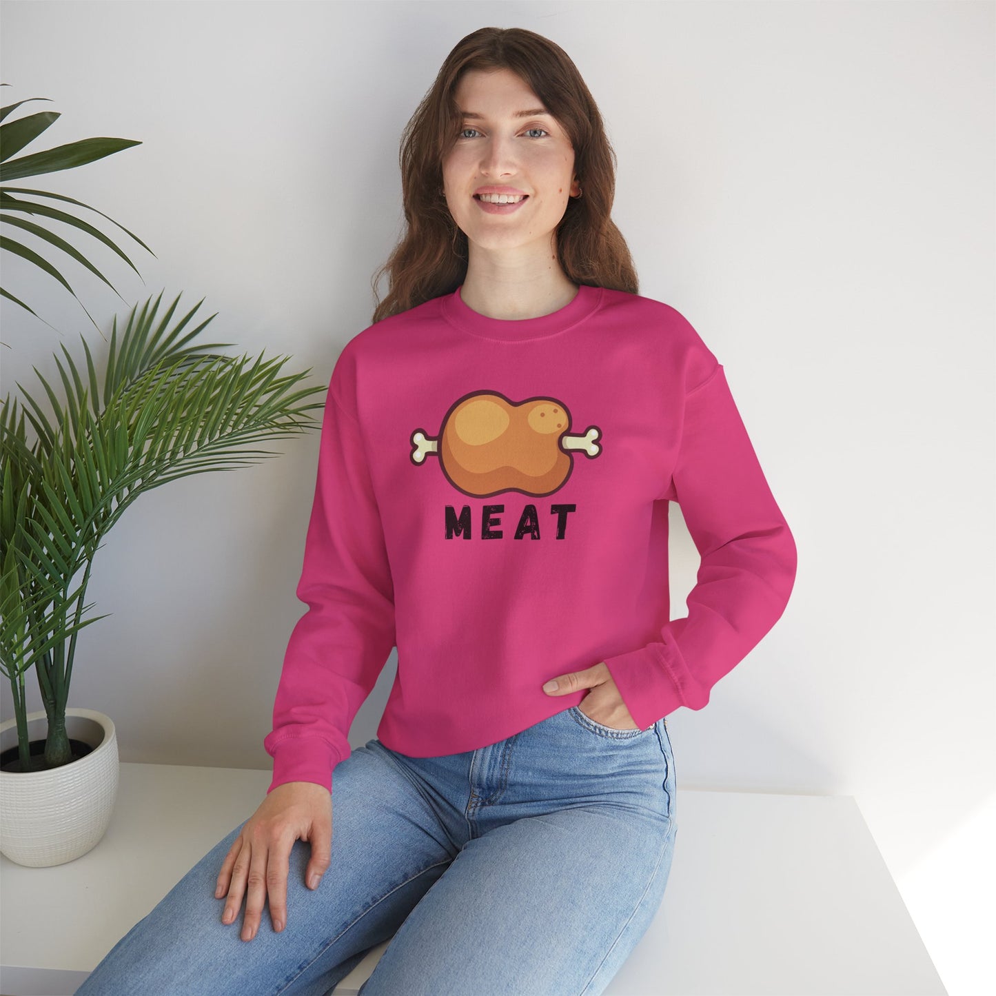 Cartoon MEAT Graphic Sweatshirt - Cozy Soft Cotton Unisex Graphic Sweatshirt