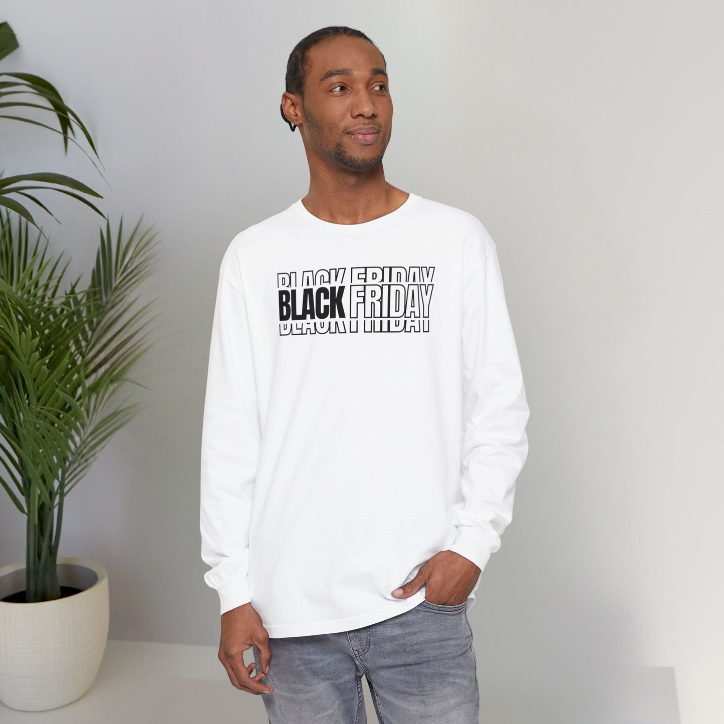 Black Friday Shadow Typography Long Sleeve - 3D Graphic Tee