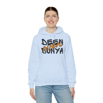 Deen Over Dunya Typographic Hoodie - Cozy Soft Cotton Unisex Statement Hoodie