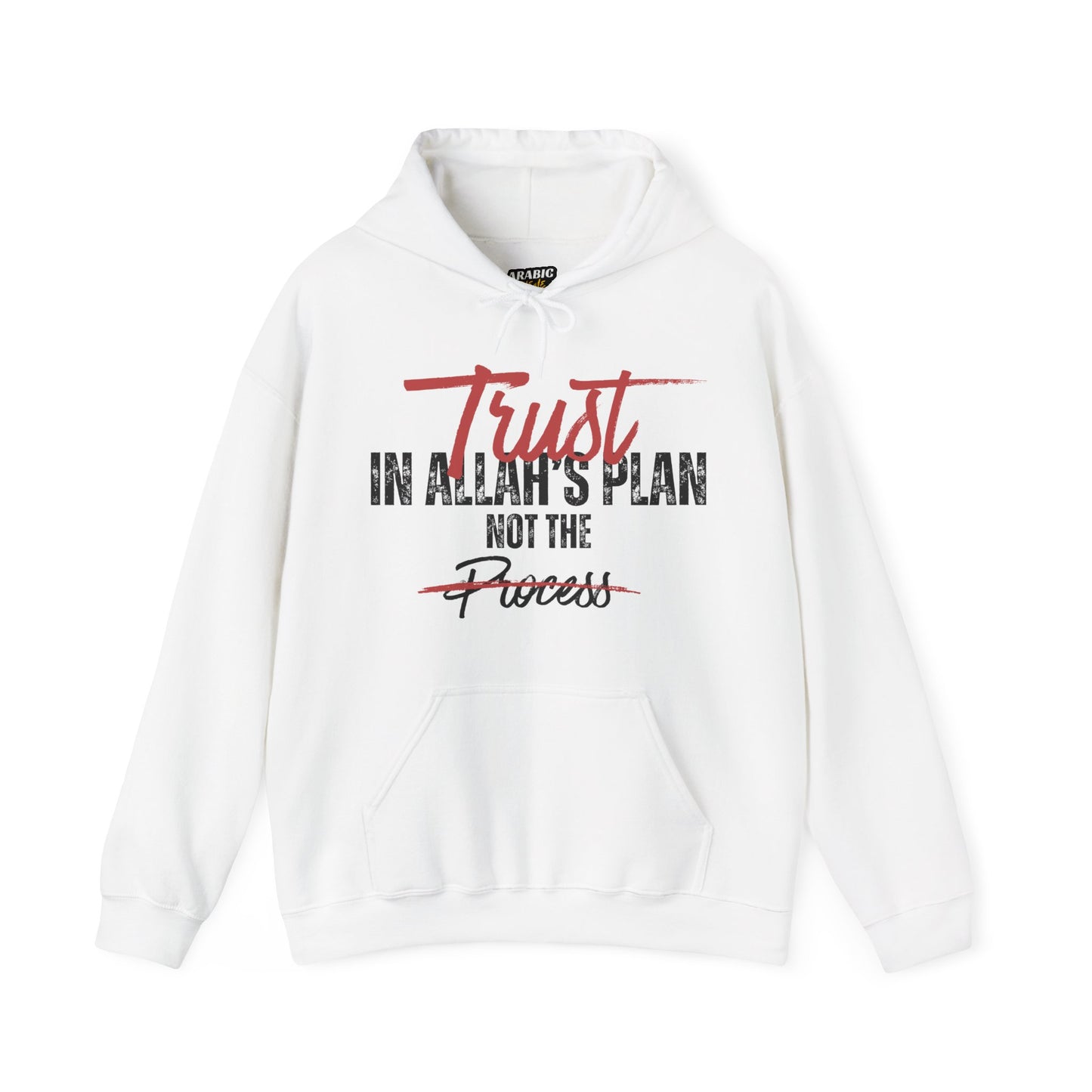 Trust in Allah's Plan Not The Process Typographic Hoodie - Tawakkul Cozy Soft Cotton Unisex Hoodie