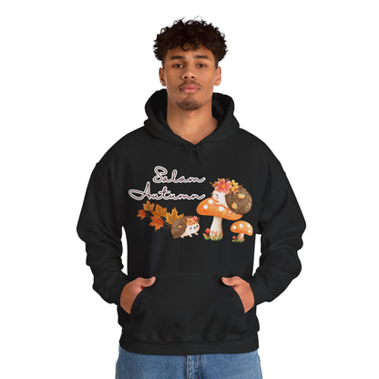 Salam Autumn Cute Hedgehog Mushroom Graphic Hoodie - Cozy Autumn Cute Hedgehog Mushroom Graphic Unisex Hoodie