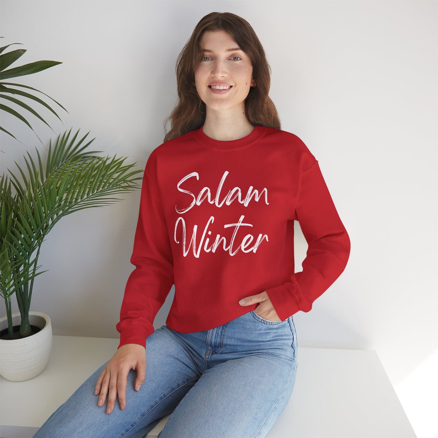 Salam Winter Typographic Sweatshirt - Cozy Soft Cotton Unisex Minimalist Graphic Sweatshirt