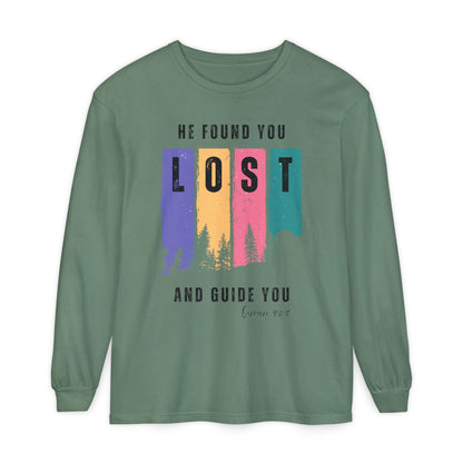 He Found You lost And Guide You Graphic Long-Sleeve Tee T-Shirt - He Found You lost And Guide You Typography Islamic Unisex Long-Sleeve Tee