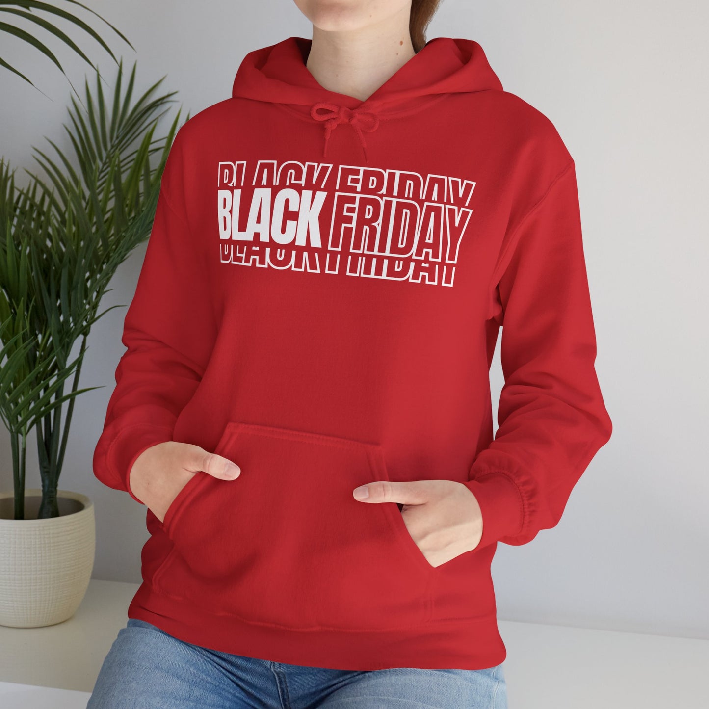 Black Friday Shadow Typography Hoodie - 3D Graphic Fleece
