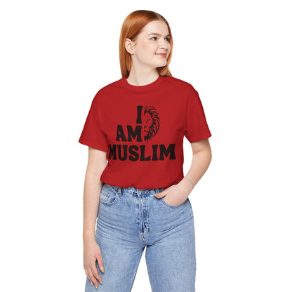I Am Muslim Typographic Tee T-Shirt - Lion Cozy Soft Cotton Unisex Tee