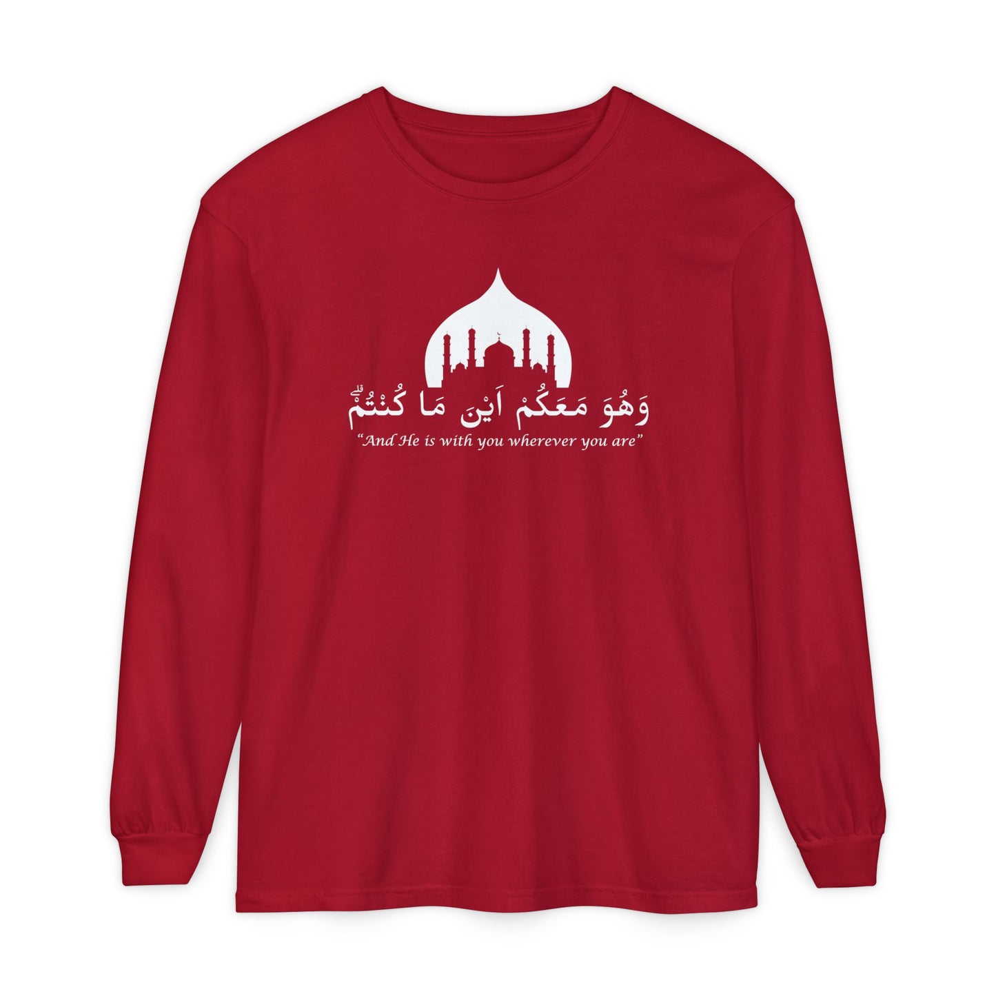 And He is with you wherever you are Long-Sleeve T-Shirt - Arabic Calligraphy Islamic Unisex Long-Sleeve Tee