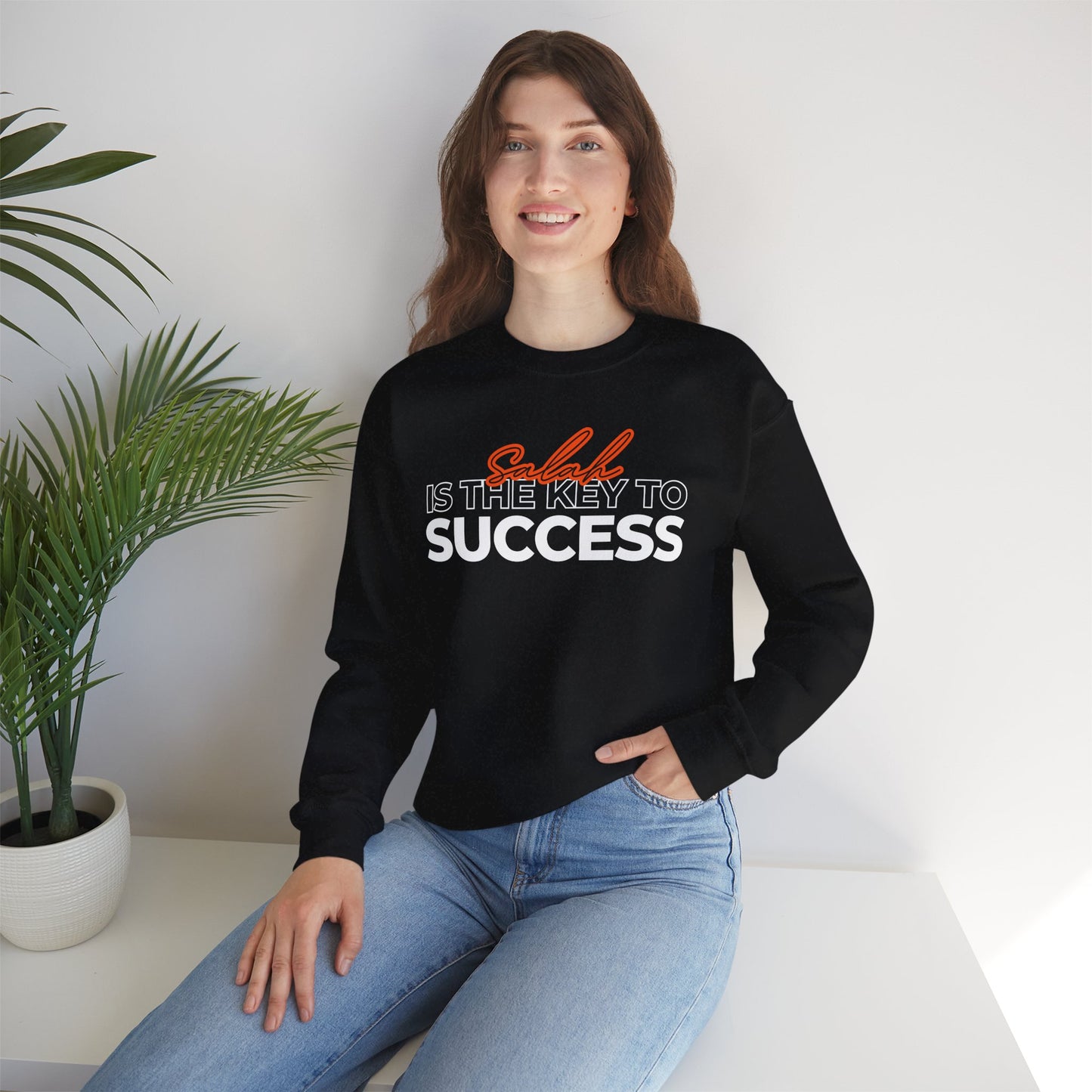 Salah is the Key to Success Typographic Sweatshirt - Cozy Soft Cotton Unisex Statement Sweatshirt