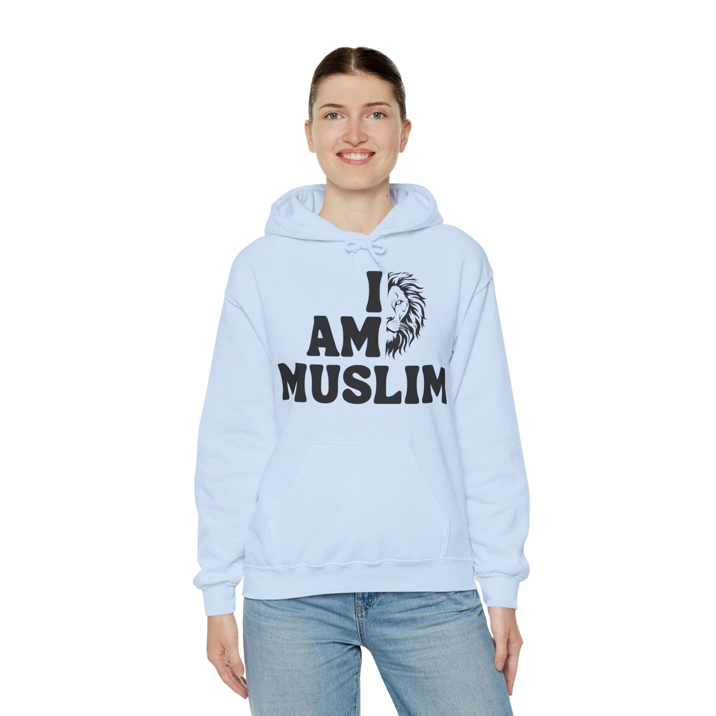 I Am Muslim Typographic Hoodie - Lion Cozy Soft Cotton Hoodie