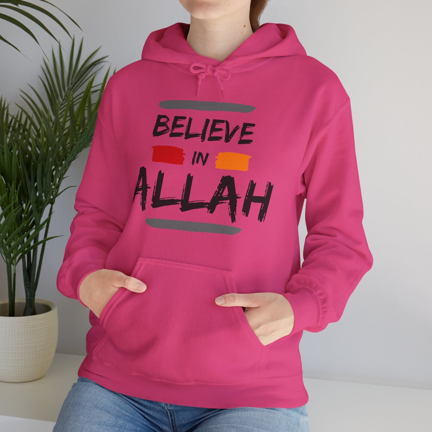 Believe in Allah Typographic Hoodie - Cozy Soft Cotton Unisex Statement Hoodie