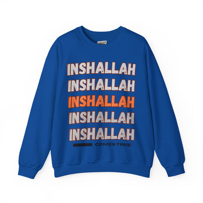 Inshallah Comes True Typographic Sweatshirt - Cozy Soft Cotton Unisex Sweatshirt
