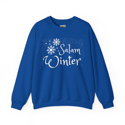 Salam Winter Typographic Sweatshirt - Cozy Soft Cotton Unisex Snowflake Graphic Sweatshirt