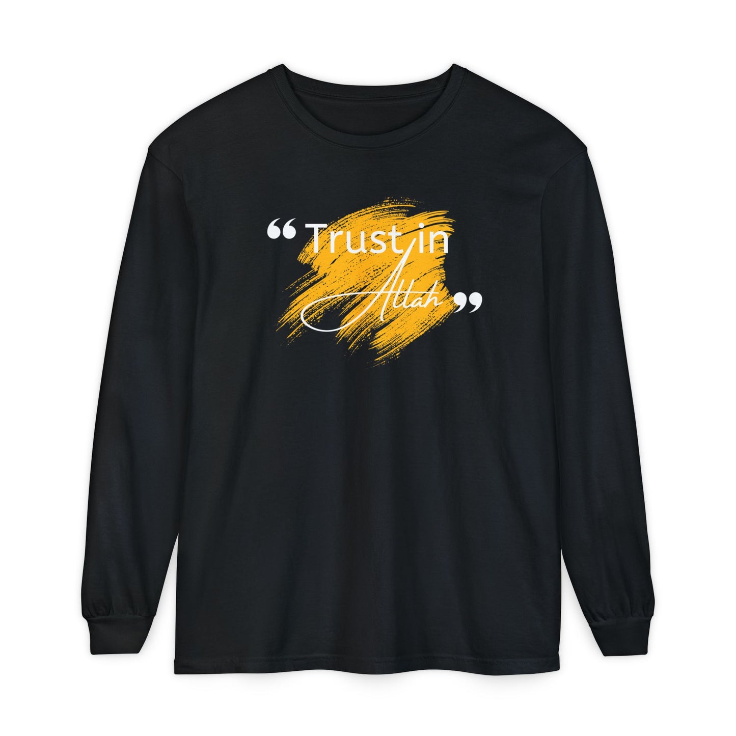 Trust in Allah Graphic Tee Long-Sleeve T-Shirt - Trust in Allah Typography Islamic Unisex Long-Sleeve Tee
