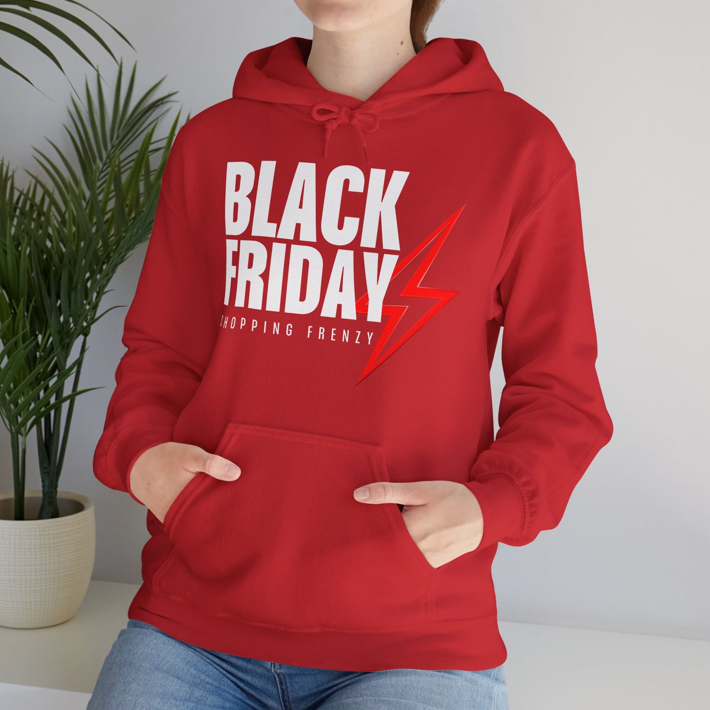 Black Friday Shopping Frenzy Hoodie - Lightning Graphic Fleece