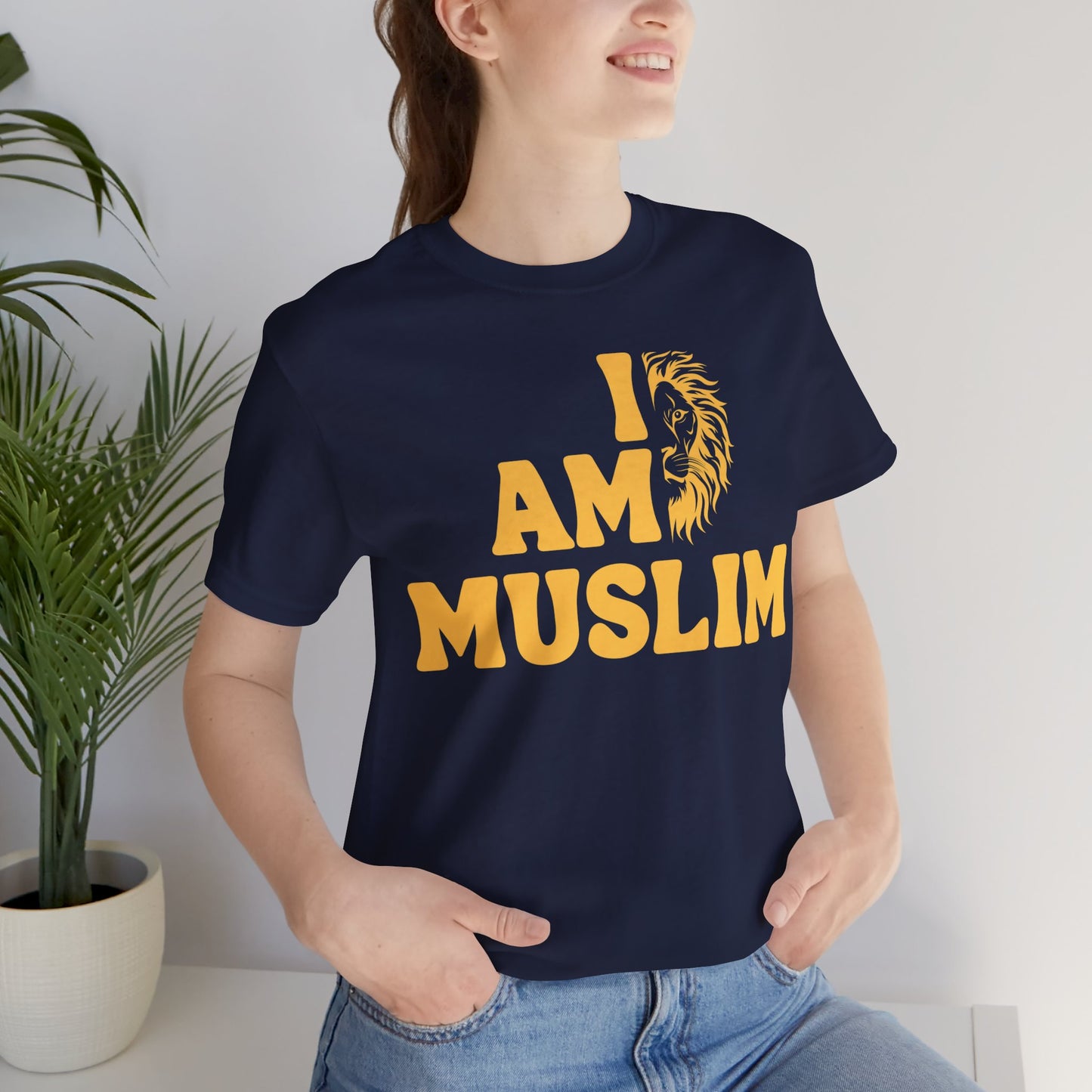 I Am Muslim Typographic Tee T-Shirt - Lion Cozy Soft Cotton Unisex Tee